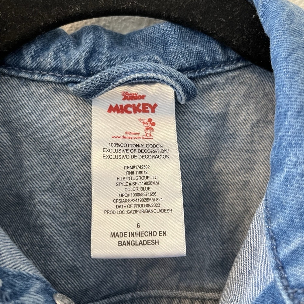 Vintage Disney Jean Jacket Kids Size 6 Mickey Mouse Retro Embroidered Patches - Picture 2 of 12